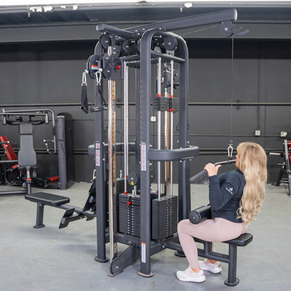 4 Stack Megatron Standard Jungle Gym - 2 Colors - Muscle D Fitness - Low Row, Lat Pulldown, Single Handle Hi/low Pulley, Double Hi/Low Pulley