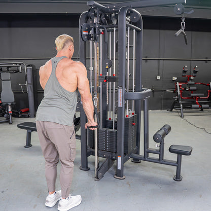 4 Stack Megatron Standard Jungle Gym - 2 Colors - Muscle D Fitness - Low Row, Lat Pulldown, Single Handle Hi/low Pulley, Double Hi/Low Pulley