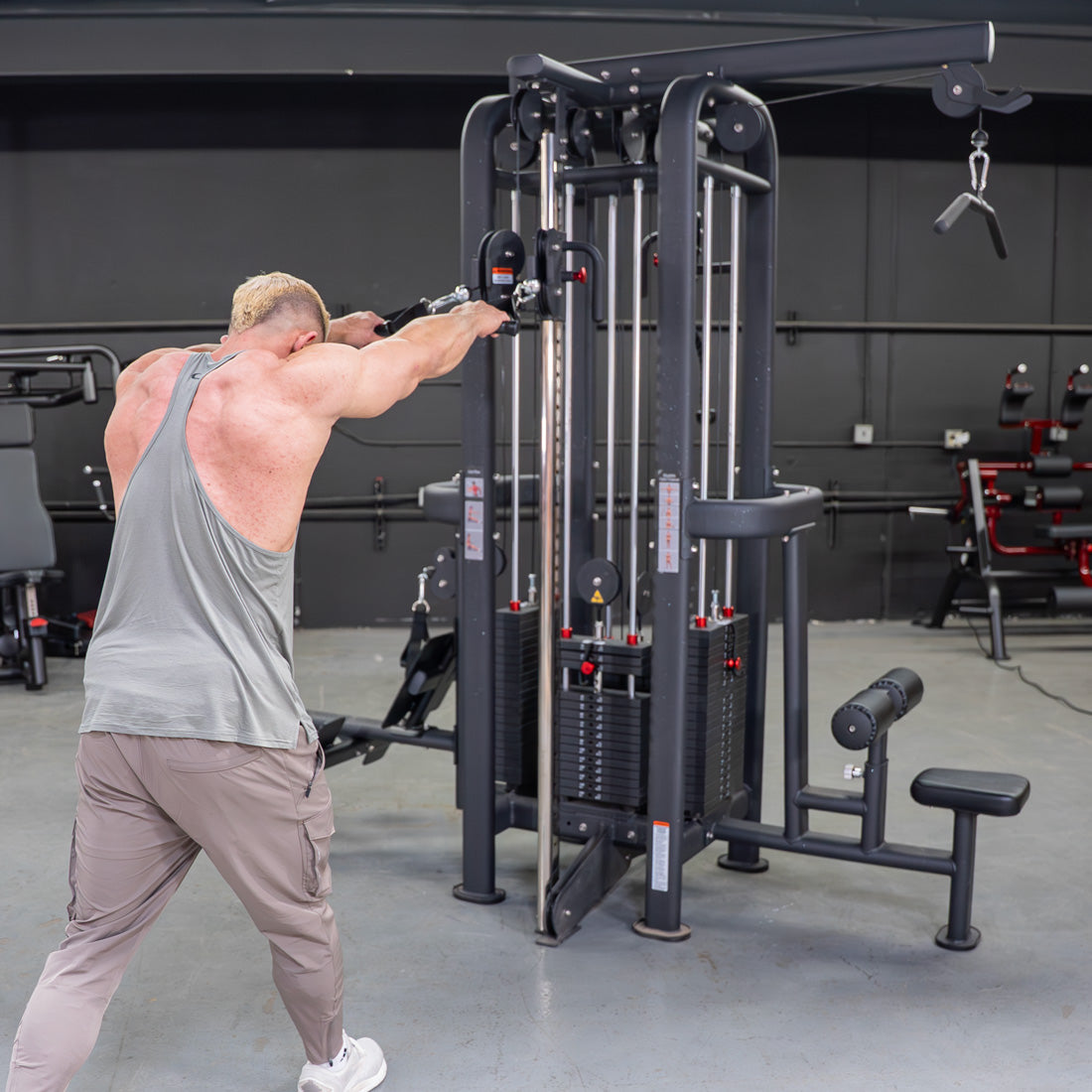 4 Stack Megatron Standard Jungle Gym - 2 Colors - Muscle D Fitness - Low Row, Lat Pulldown, Single Handle Hi/low Pulley, Double Hi/Low Pulley