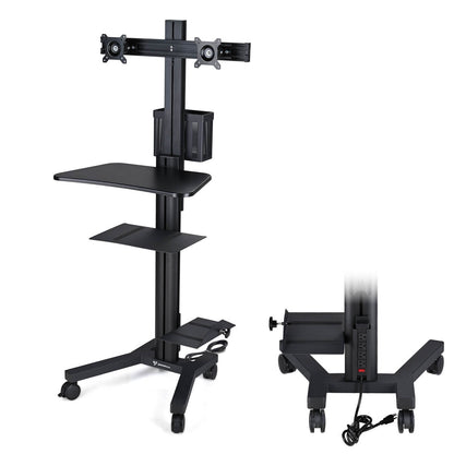 Yescom PC Computer Cart Workstation with Power Strip 2-Monitor