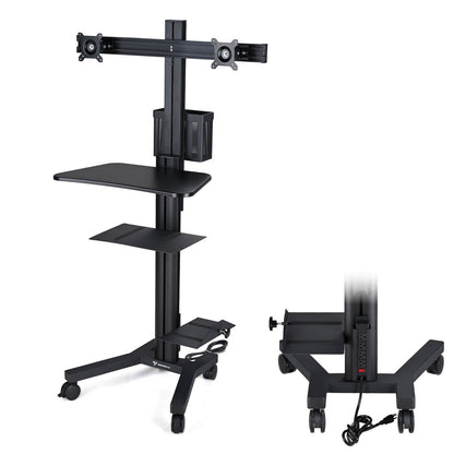 Yescom PC Computer Cart Workstation with Power Strip 2-Monitor