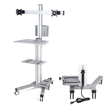 Yescom PC Computer Cart Workstation with Power Strip 2-Monitor