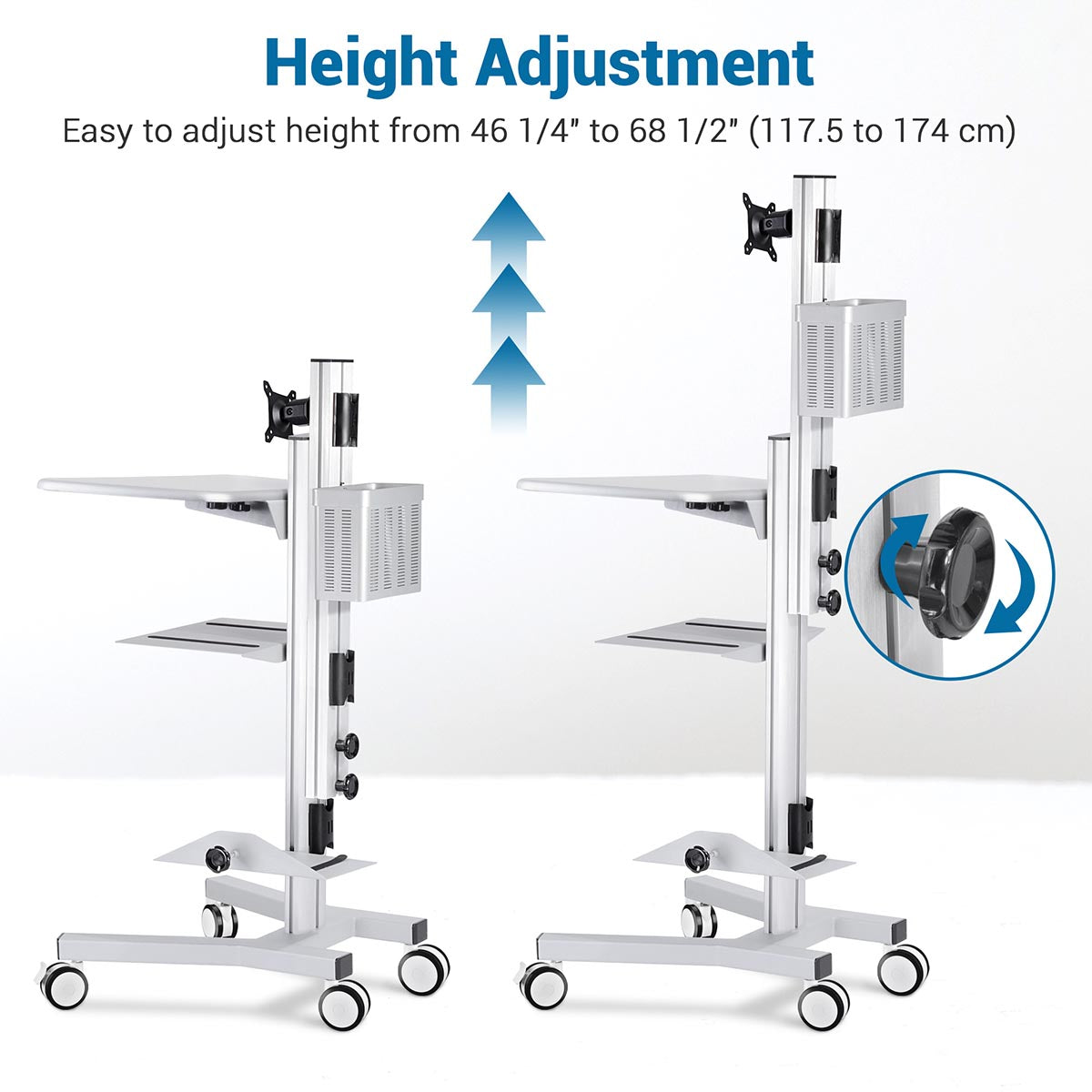 Yescom PC Computer Desktop Rolling Mobile Cart Workstation
