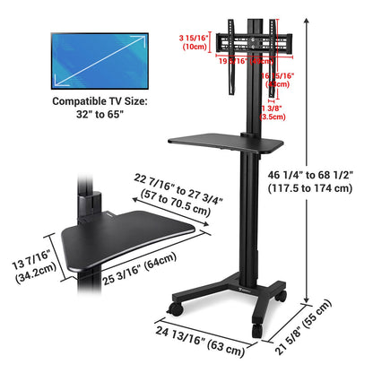 Yescom Mobile TV Stand with Mount for 32-65in Monitors Office Classroom