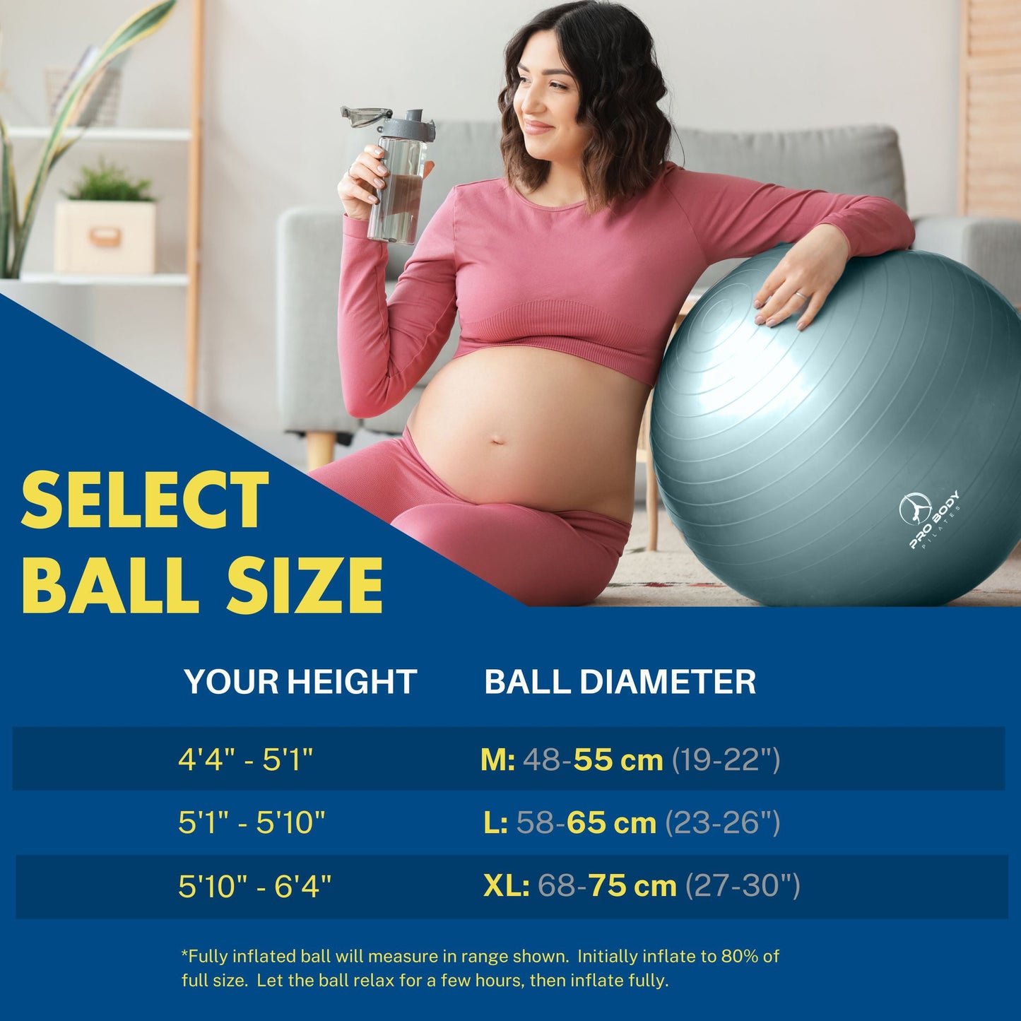 Pregnancy Ball for Maternity, Labor and Birth.  Includes Pregnancy Guide.  (Mist)