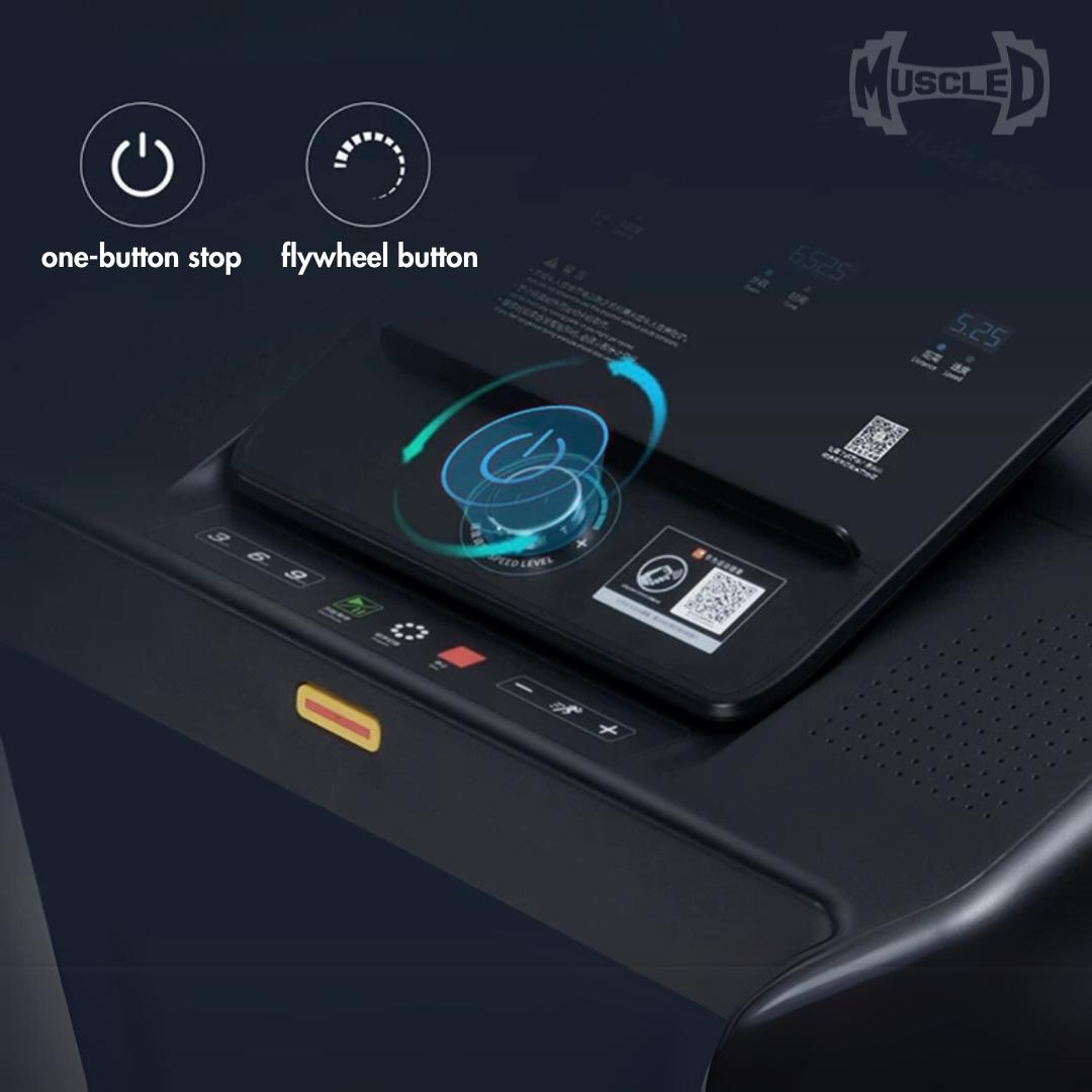 Light Commercial Folding Treadmill - Muscle D Fitness - LED Display - Heart Rate Monitor - Safety Clip