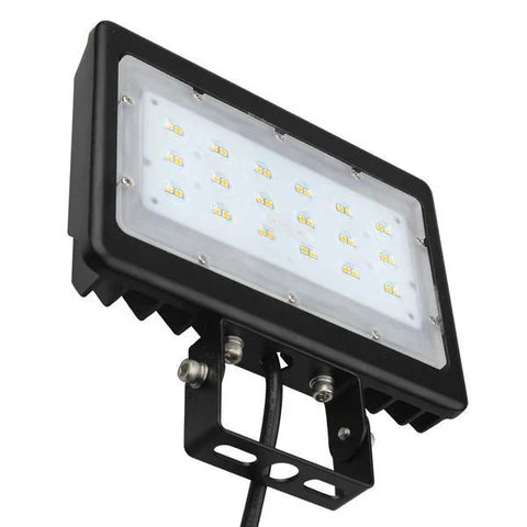 30W LED Flood Light - 3819 Lumens - 5000K Daylight - 100-277V - Yoke Mount - Black Housing - IP65 - UL & DLC Listed