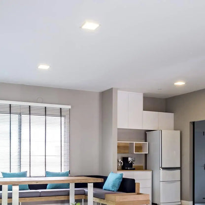 6-Inch Square Ultra-Slim LED Downlight, 5CCT, 15W, 1100LM, Dimmable, Baffle Trim, ETL/Energy Star/T24