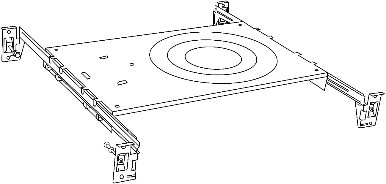 New Construction Mounting Plate for LED Recessed Lighting Kits, Adjustable Hanger Bars, Round Hole (2-3-4-6 Inch) Compatibility, Shallow Housing Support