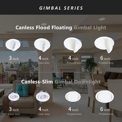 3-Inch Gimbal LED Recessed Downlight, 5CCT, 6W, 345LM, CRI 90+, ETL/Energy Star/T24