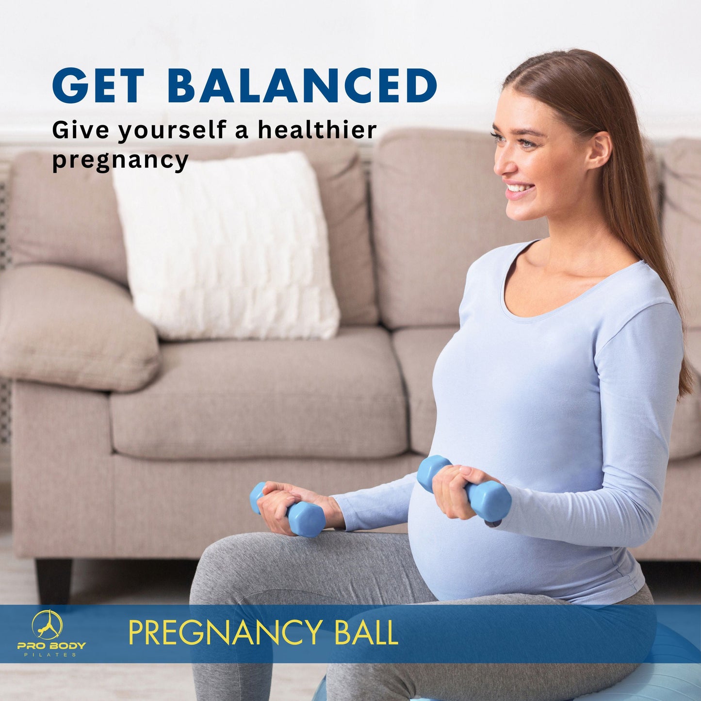 Pregnancy Ball for Maternity, Labor and Birth.  Includes Pregnancy Guide.  (Mist)