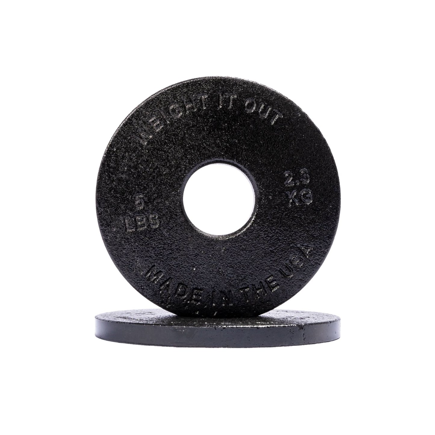 Cast Iron Machined Weight Plate Pairs - front view 5 lbs (black finish)