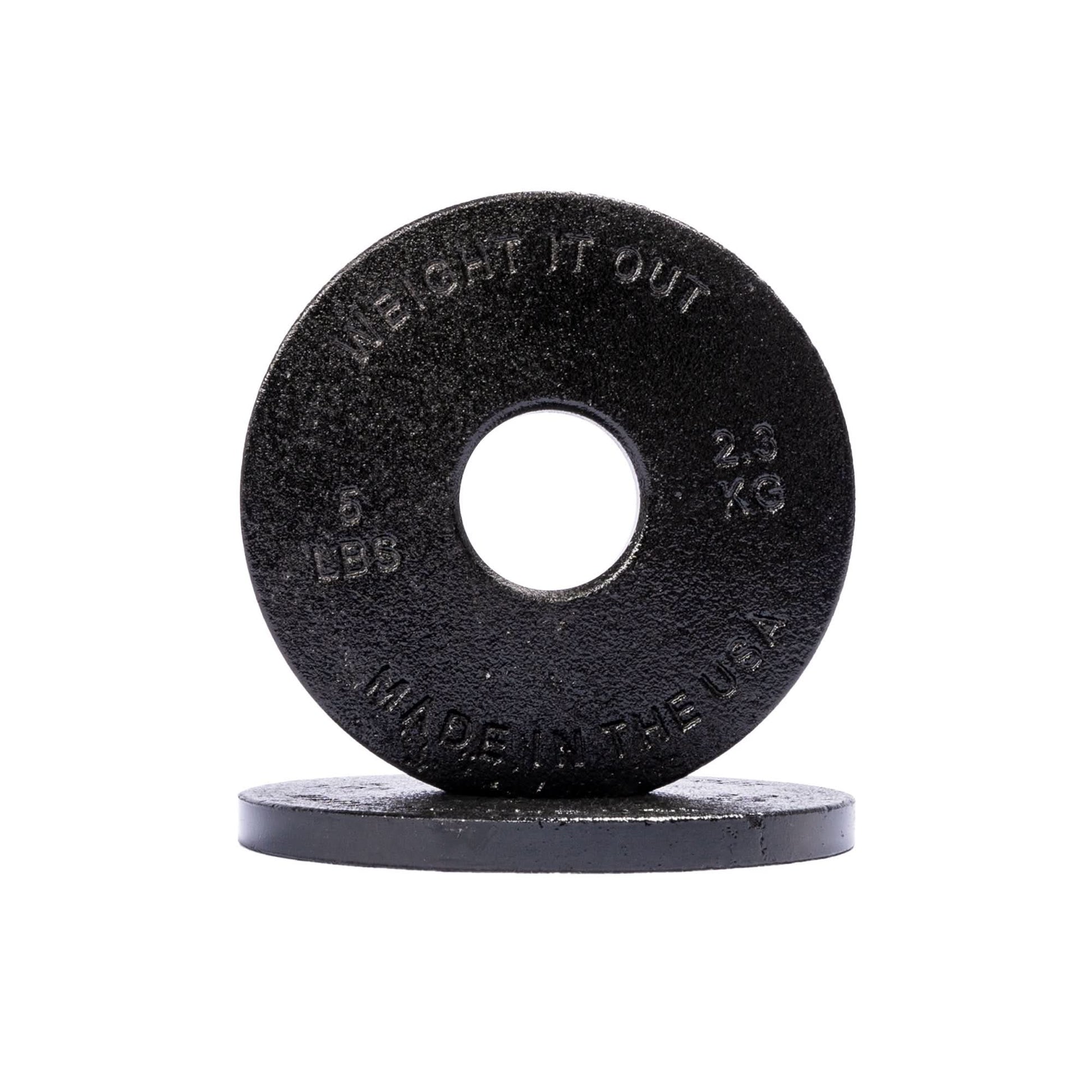 Cast Iron Machined Weight Plate Pairs - front view 5 lbs (black finish)