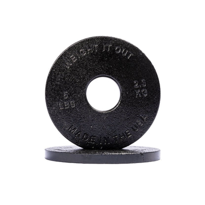 Cast Iron Machined Weight Plate Pairs - front view 5 lbs (black finish)