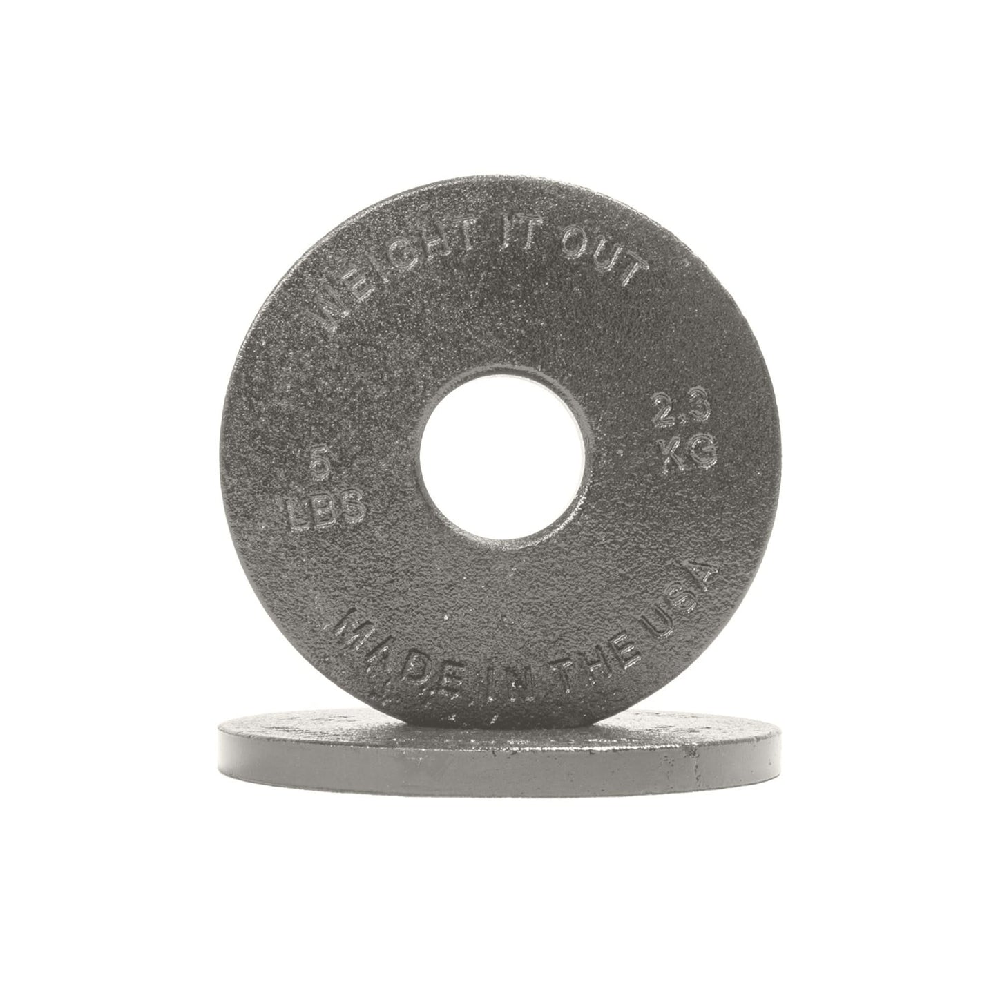 Cast Iron Machined Weight Plate Pairs - front view of 2.3 kg (clear finish)