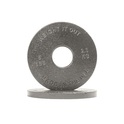 Cast Iron Machined Weight Plate Pairs - front view of 2.3 kg (clear finish)