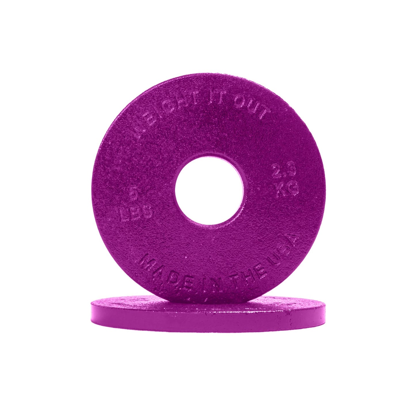 Cast Iron Machined Weight Plate Pairs - front view of 2.3 kg (purple finish)
