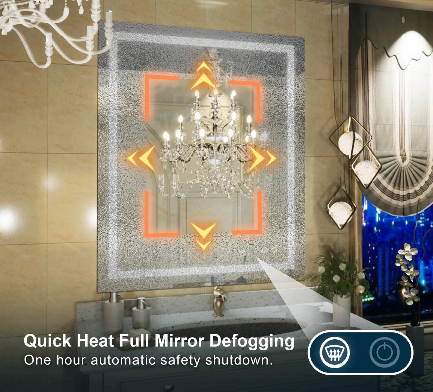 3-Color Dimmable Frontlit LED Bathroom Mirror – ETL Certified - Anti-Fog - Wall-Mounted Vanity