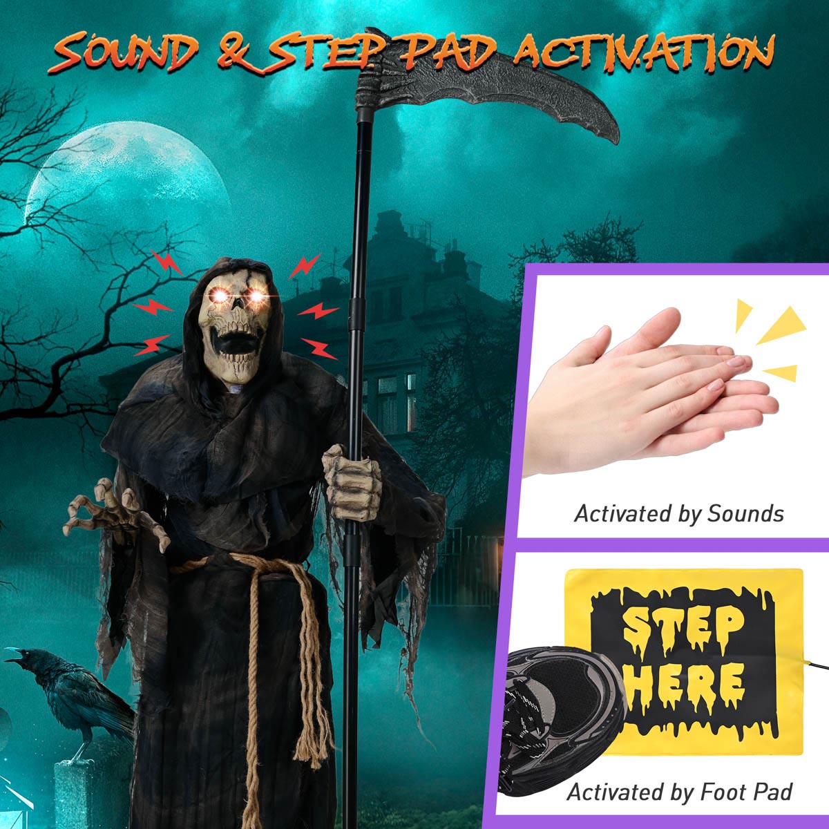 Yescom 6ft Grim Reaper Halloween Decoration Haunted House Props