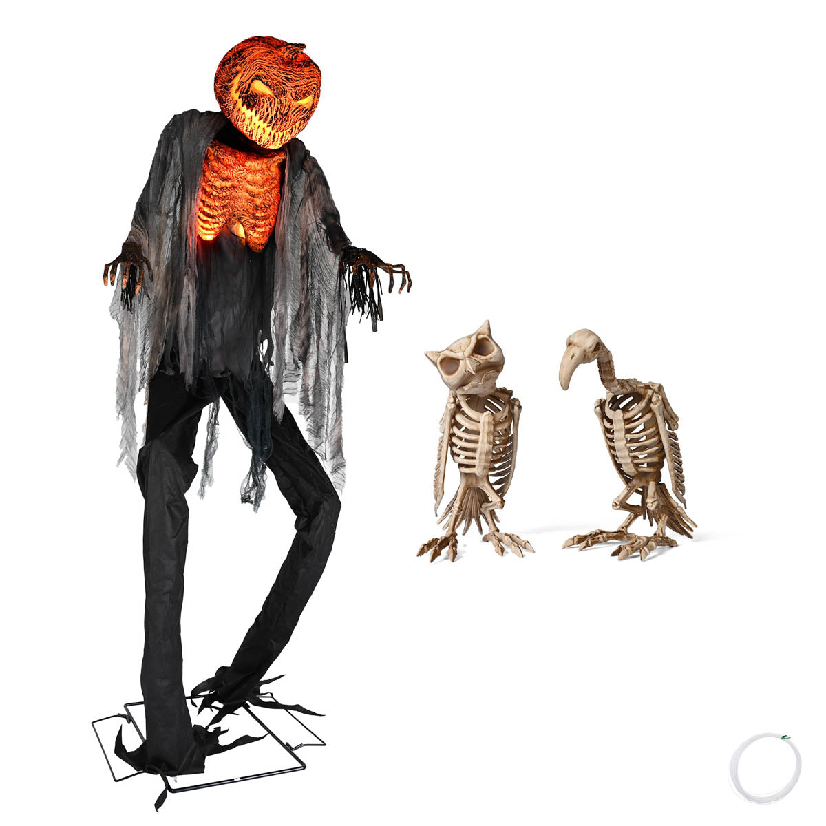 Yescom 7Ft Scary Animated Pumpkin Ghost & Vulture, Owl Skeletons