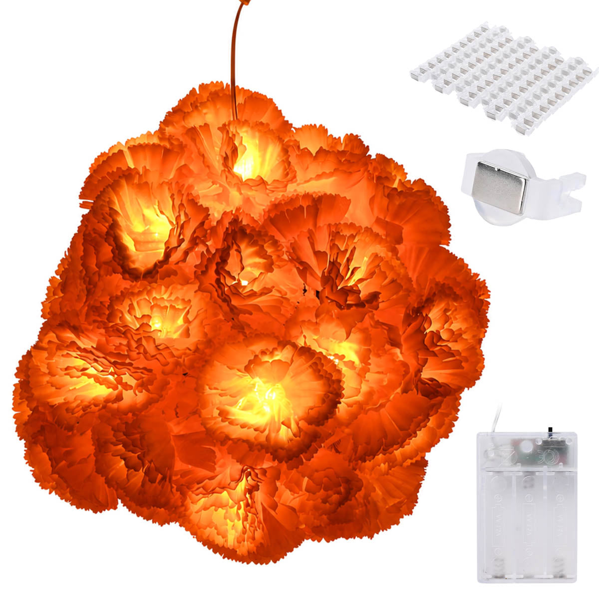 Yescom 2-Pack Marigold String Lights with Magnetic U-Clips, Battery Operated