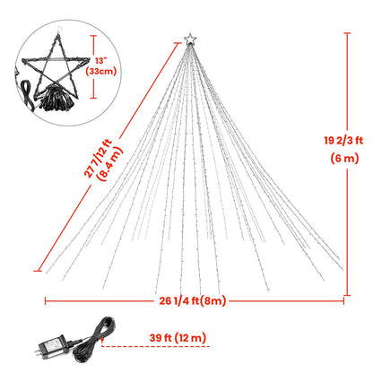 Yescom Outdoor 20ft Flagpole with Christmas Tree Light Warm White
