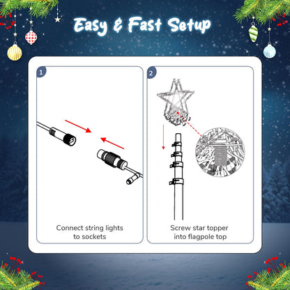 Yescom Outdoor 20ft Flagpole with Christmas Tree Light Warm White
