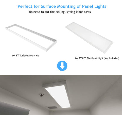 Aluminum Surface Mount Kit for LED Flat Panels, 1x4, Edge-Lit & Back-Lit