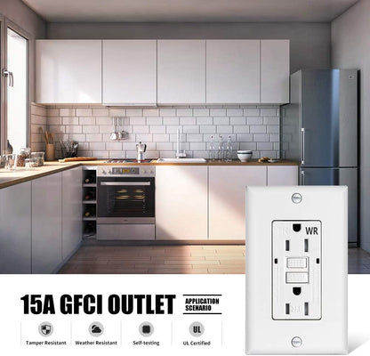 20-Amp 125-Volt Tamper-Resistant Outdoor GFCI Duplex Outlet with Back Wire Clamps, Matte White