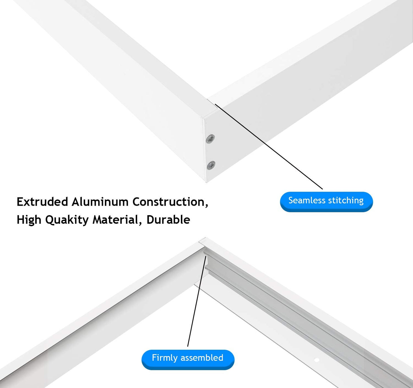Aluminum Surface Mount Kit for LED Flat Panels, 1x4, Edge-Lit & Back-Lit