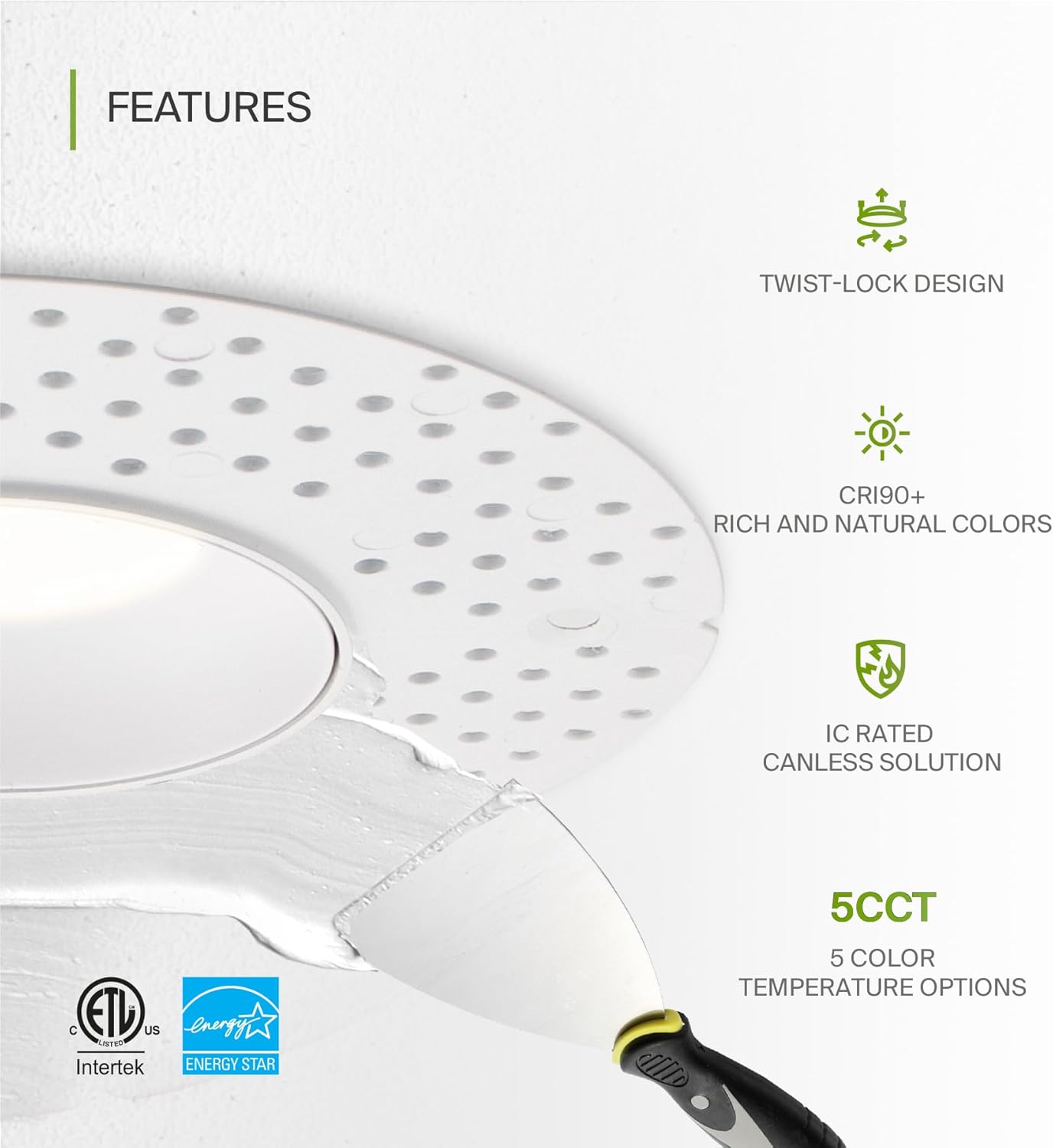 3 Inch LED Downlight, 15W, Selectable CCT, 900 Lumens, 120 VAC