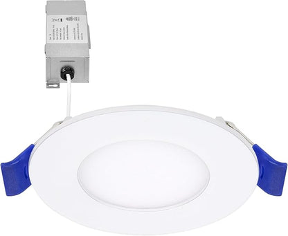 3 Inch Flat Recessed Downlight with Junction Box, 8W, Selectable CCT, 500 Lumens, 120 VAC