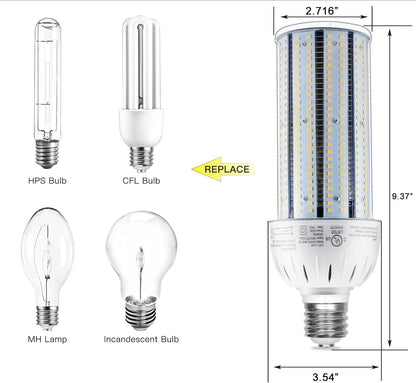 LED Corn Bulb, 60W, 6600 lumens, 5000K Daylight, E39 Mogul Base, 100-277 VAC