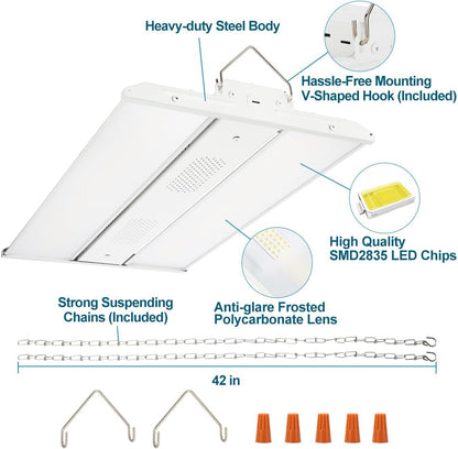 LED Linear High Bay Light-Twin Panel, 2ft, 170W, CCT 4000K/5000K, 22,950 Lumens, 120V-277 VAC