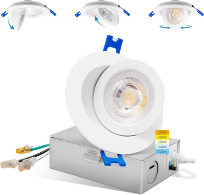 3-Inch Gimbal LED Recessed Downlight, 5CCT, 6W, 345LM, CRI 90+, ETL/Energy Star/T24