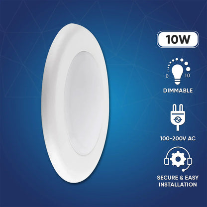4 Inch Ceiling Light with Motion Sensor, Surface Mount, 10W, 3000K, 650 Lumens, 120 VAC
