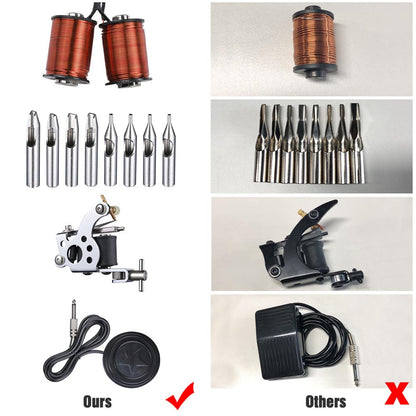 Yescom 8 Tattoo Machine Kit w/ LCD Power Supply 54 Color Inks & Case