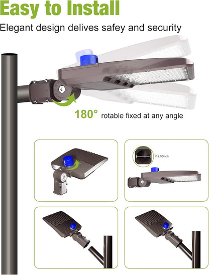 LED Parking Lot Light, 150W, 5000K, 277-480 VAC, Slip Fitter Mount, 19500 Lumens