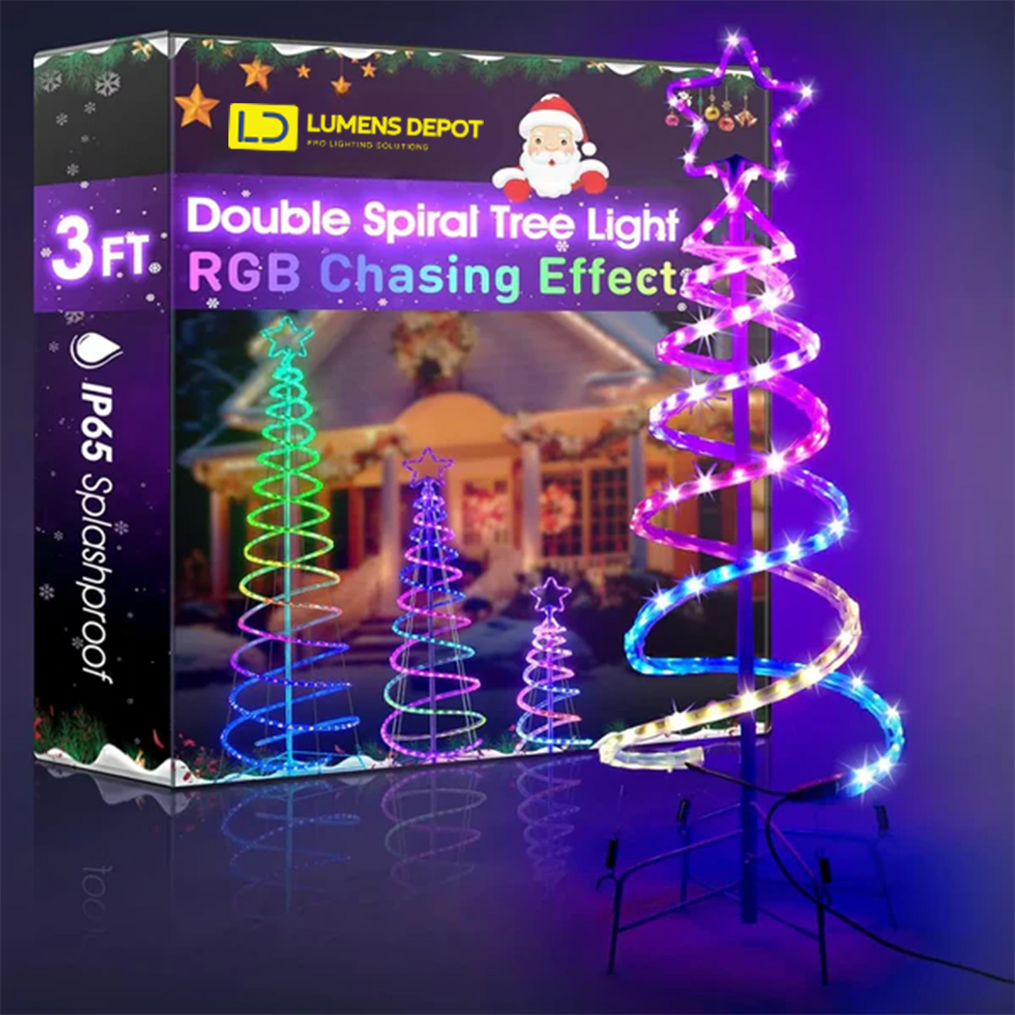 24V Dual Spiral RGB Christmas Tree Light – Sturdy Chasing Lights for Festive Decoration