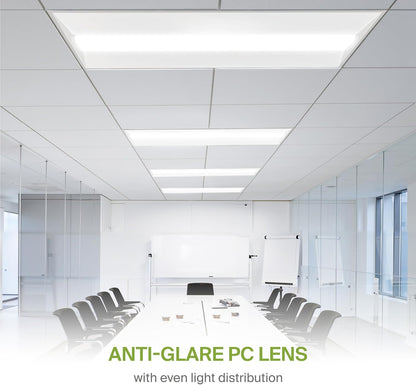 LED Troffer Light, 2x4,  Wattage & CCT Adjustable, 34W/38W/45W, 3500K-5000K, 5625 Lumens