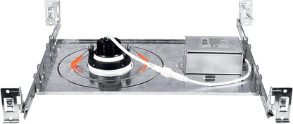 New Construction Mounting Plate for LED Recessed Lighting Kits, Adjustable Hanger Bars, Round Hole (2-3-4-6 Inch) Compatibility, Shallow Housing Support