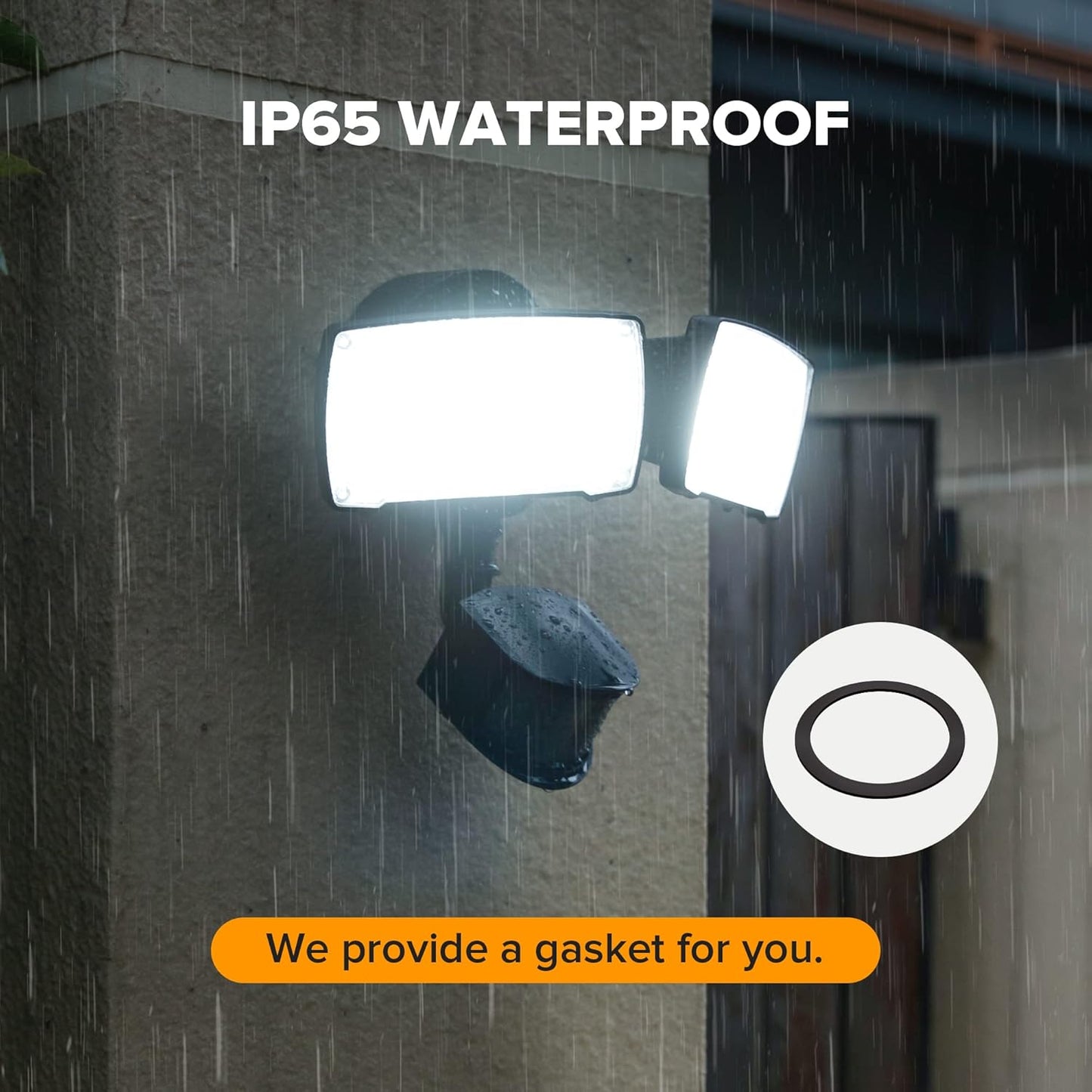 20W Square Twin Heads Motion Sensor Security Light - Bronze, 1400LM, 5000K