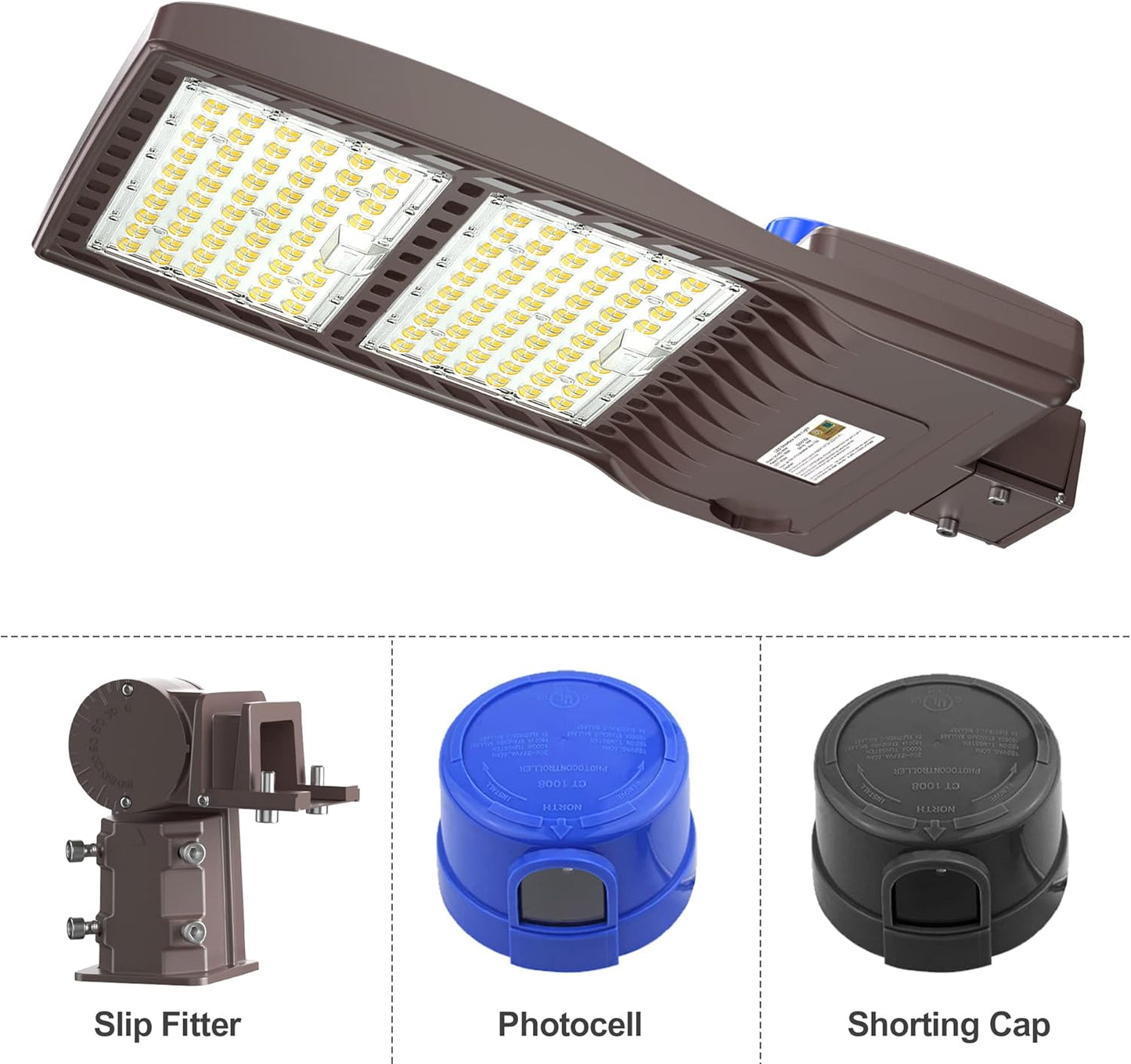 240W LED Parking Lot Light, 5000K, 100-277 VAC, 33600 Lumens, Dusk to Down Photocell Slip Fitter Mount