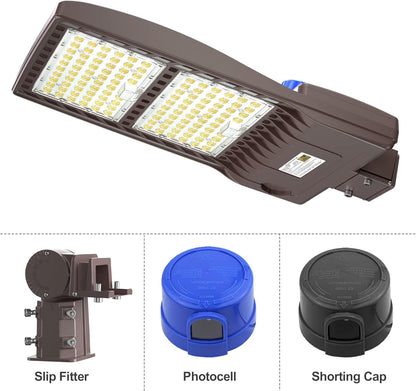 240W LED Parking Lot Light, 5000K, 100-277 VAC, 33600 Lumens, Dusk to Down Photocell Slip Fitter Mount