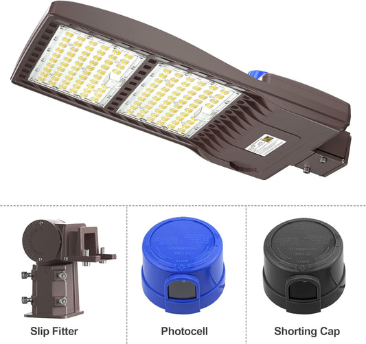 240W LED Parking Lot Light, 5000K, 100-277 VAC, 33600 Lumens, Dusk to Down Photocell Slip Fitter Mount