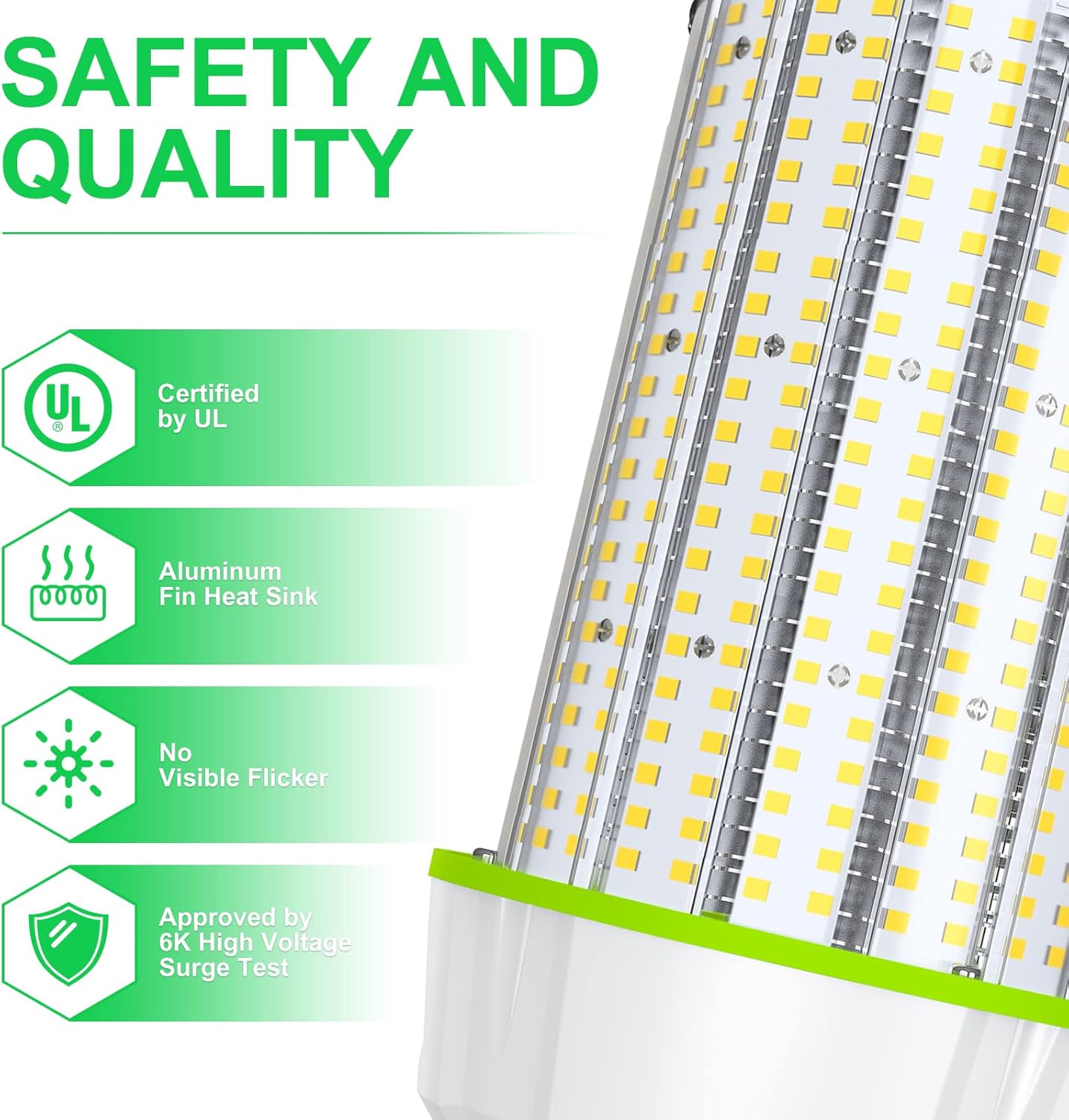 LED Corn Bulb, 100W, 15,500 lumens, 5000K,  E39 Base, 100-277 VAC