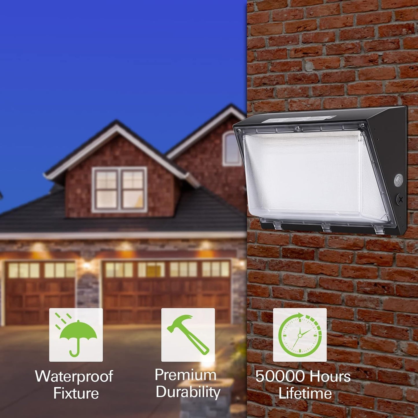 LED Wallpack Light, 60W, 3000K/4000K/5000K, 8400 Lumens, 120-277 VAC