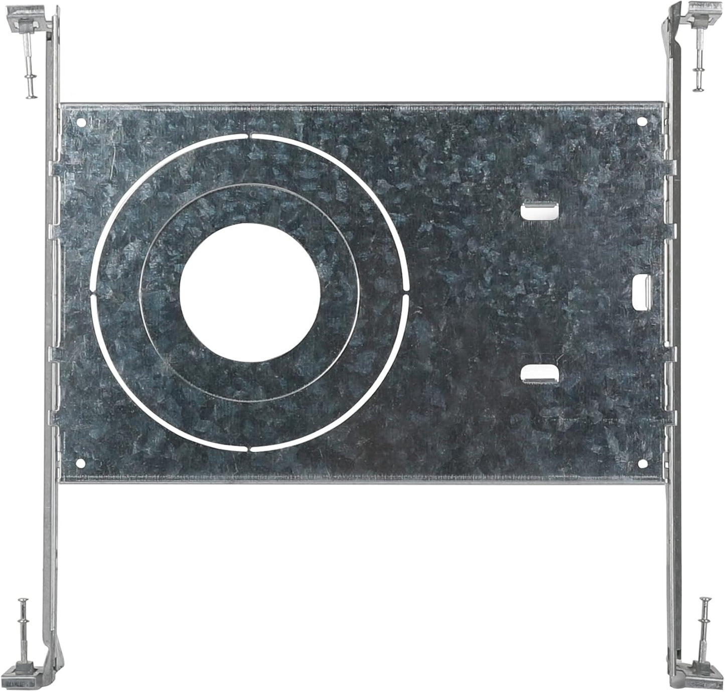 New Construction Mounting Plate for LED Recessed Lighting Kits, Adjustable Hanger Bars, Round Hole (2-3-4-6 Inch) Compatibility, Shallow Housing Support