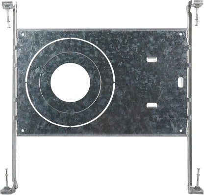New Construction Mounting Plate for LED Recessed Lighting Kits, Adjustable Hanger Bars, Round Hole (2-3-4-6 Inch) Compatibility, Shallow Housing Support