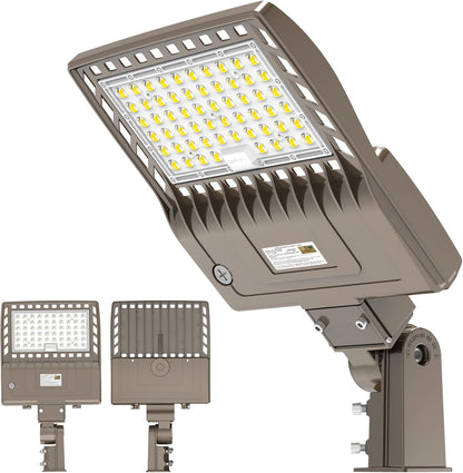 LED Parking Lot Light, 150W, 5000K, 277-480 VAC, Slip Fitter Mount, 19500 Lumens